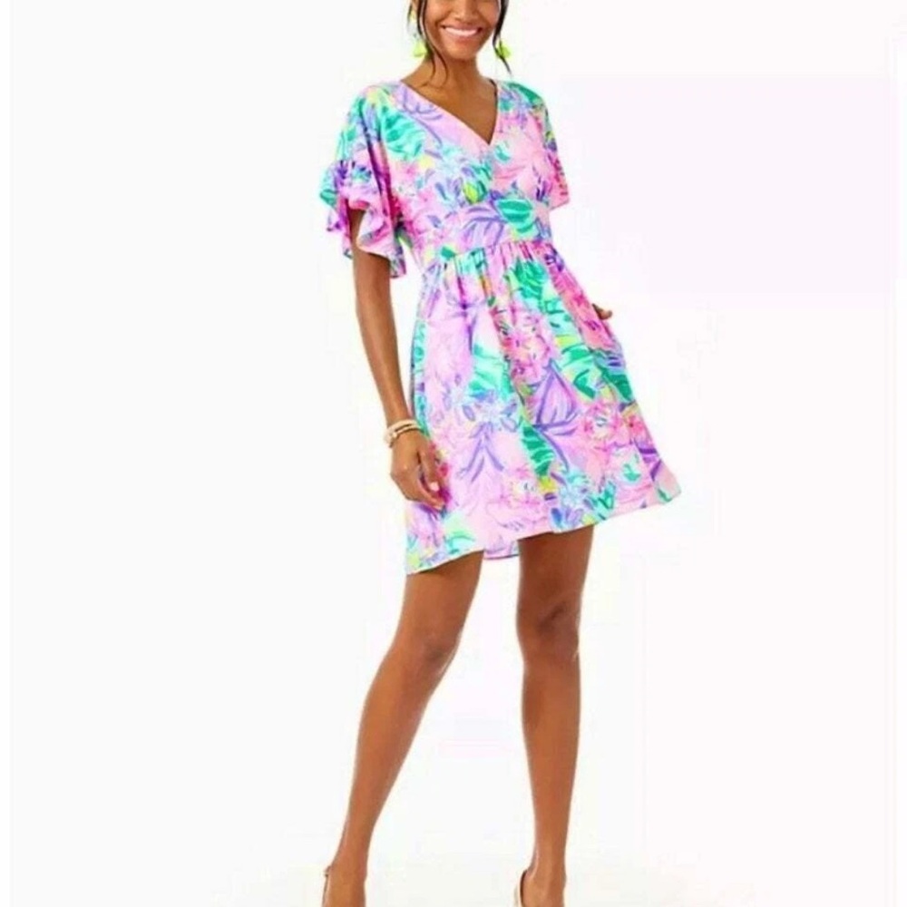 Lilly Pulitzer Blaire Fit and Flare Stretch Dress “IT WAS ALL A DREAM” print